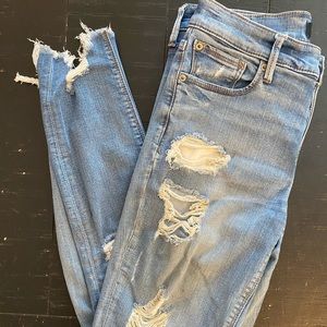 Express Distressed Skinny Jeans